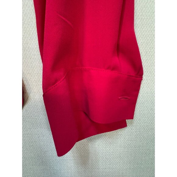 Ann Taylor Shirt Top Button Up Long Sleeve Stretch Polyester Red Women's Size 6 - Picture 9 of 13